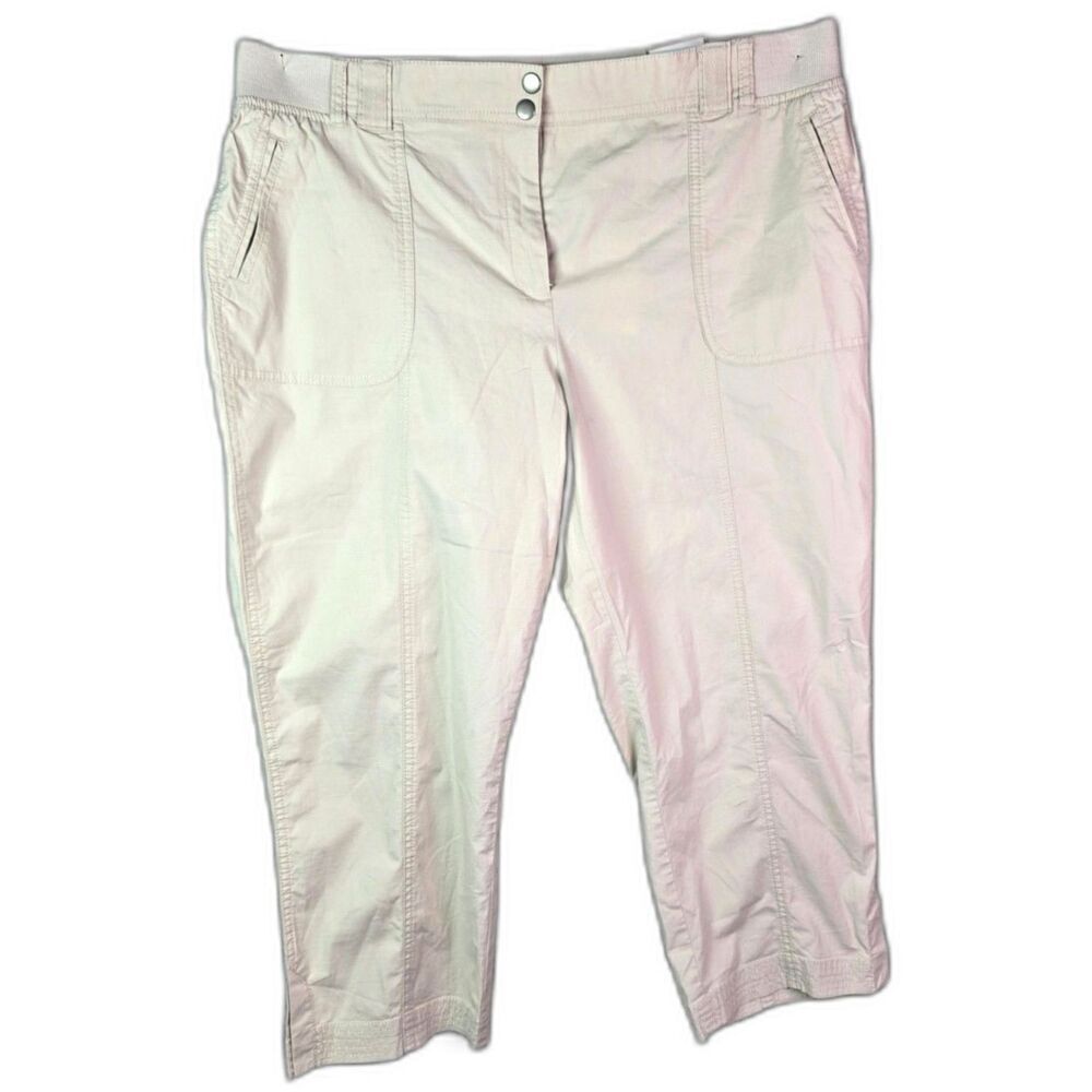 Chicos The Ultimate Fit Crop Pants Khaki Beige Cotton Ripstop NWT 2.5 14 L-XL